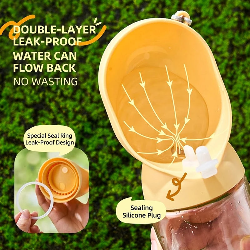 350ml/550ml Portable Pet Water Food Bowl All-in-One Feeding Bottle for Dogs/Cats Leak-Proof Lightweight Ideal for Camping Hiking