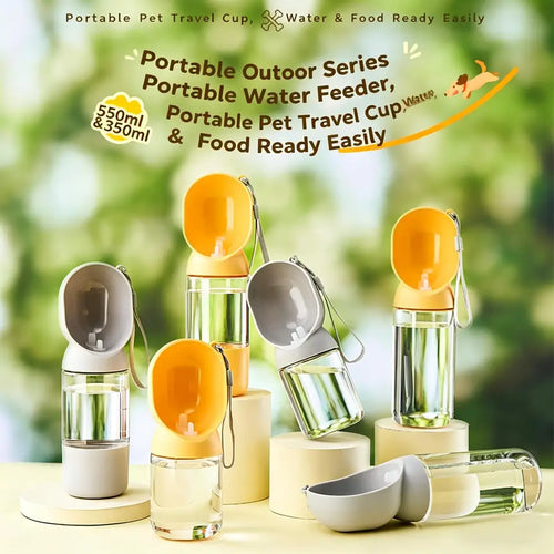 350ml/550ml Portable Pet Water Food Bowl All-in-One Feeding Bottle for Dogs/Cats Leak-Proof Lightweight Ideal for Camping Hiking