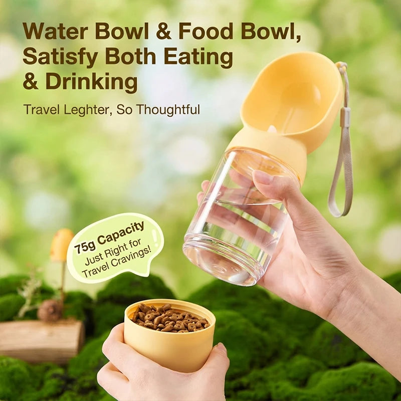 350ml/550ml Portable Pet Water Food Bowl All-in-One Feeding Bottle for Dogs/Cats Leak-Proof Lightweight Ideal for Camping Hiking