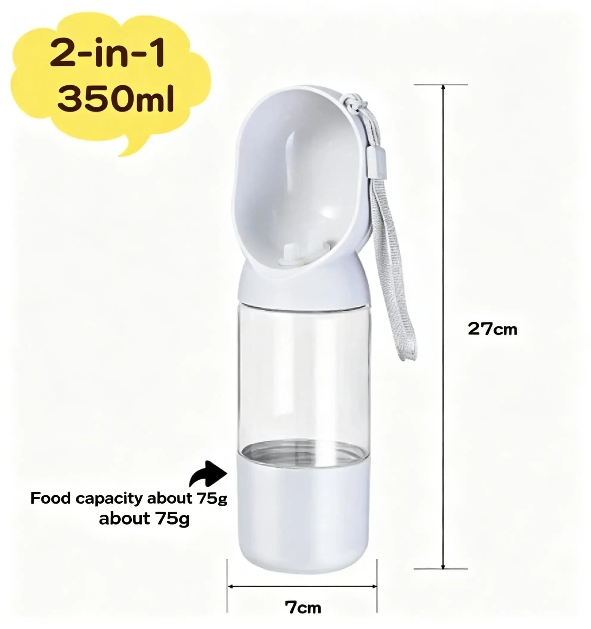 350ml/550ml Portable Pet Water Food Bowl All-in-One Feeding Bottle for Dogs/Cats Leak-Proof Lightweight Ideal for Camping Hiking