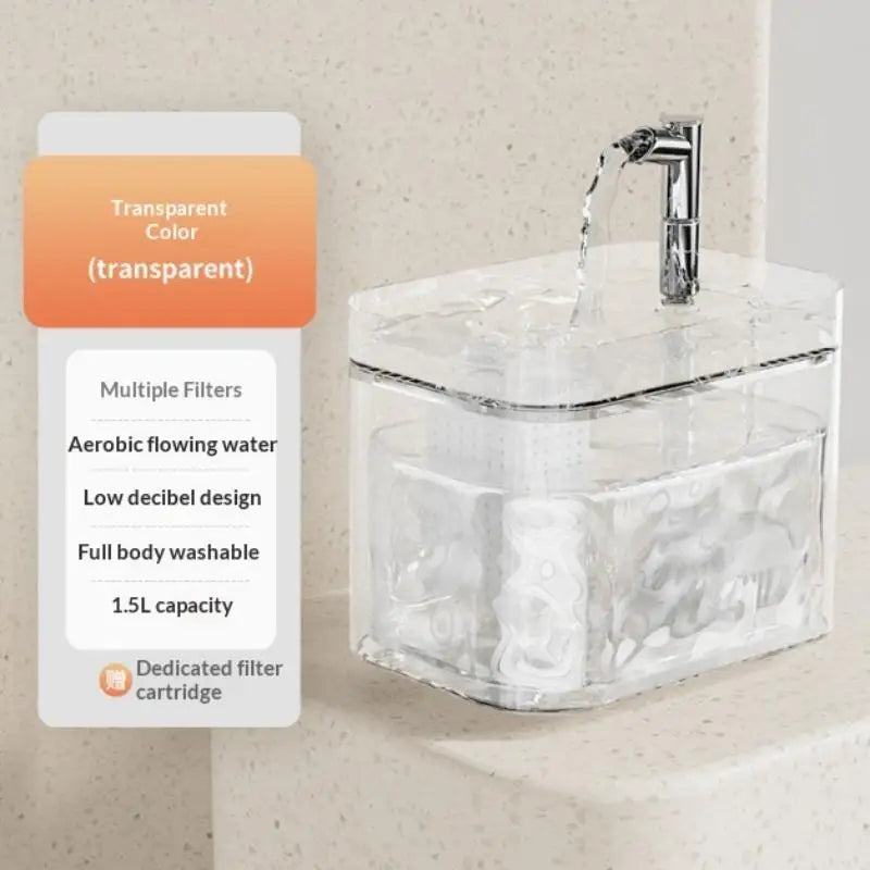 .1PC Automatic Pet Dog Cat Water Dispenser Fountain Pet Dog Cat Water Loop Mute Pump Smart Pet Bowl 1.5L