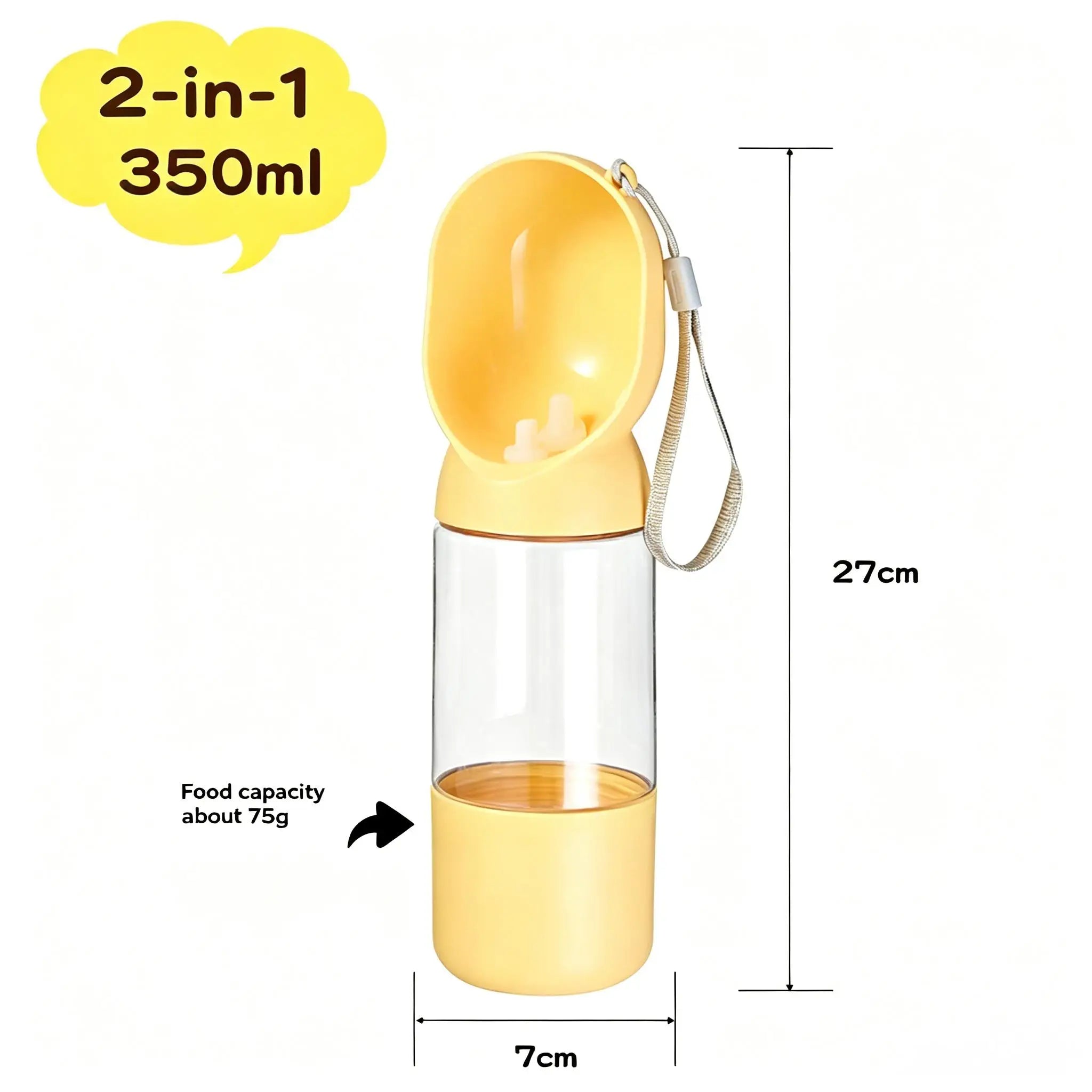 350ml/550ml Portable Pet Water Food Bowl All-in-One Feeding Bottle for Dogs/Cats Leak-Proof Lightweight Ideal for Camping Hiking